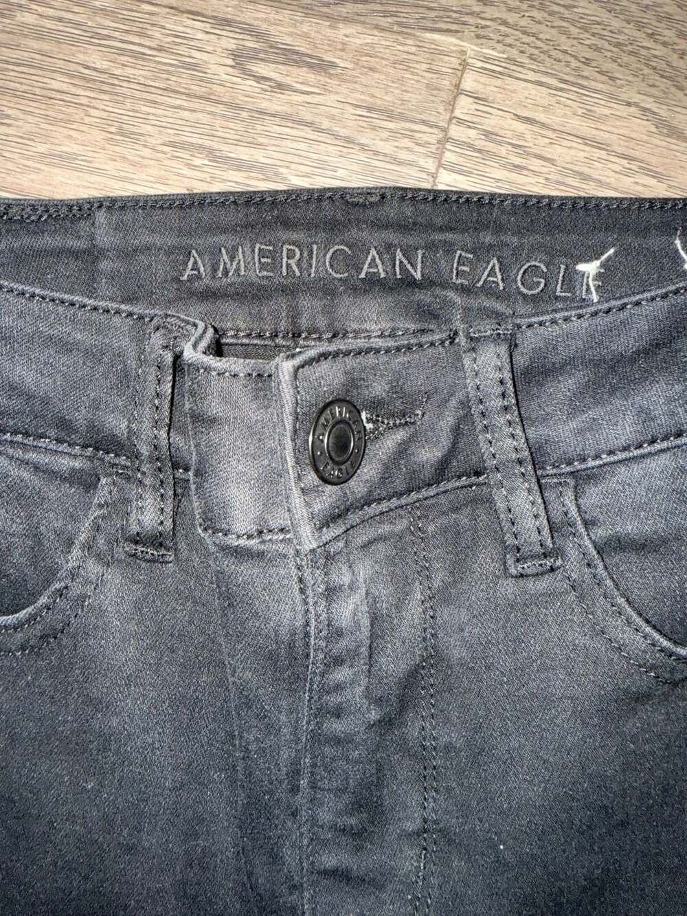 American Eagle High-Rise Jeggings Black Stretch Denim Size 0 Long - Picture 3 of 5